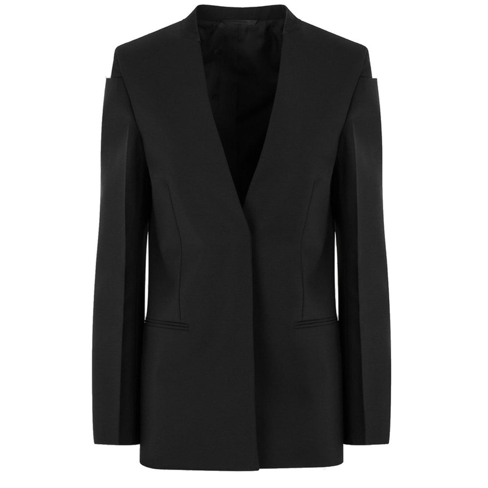 Givenchy Collarless Tailored Wool Blazer Jacket in Black  FR 40/ US 8